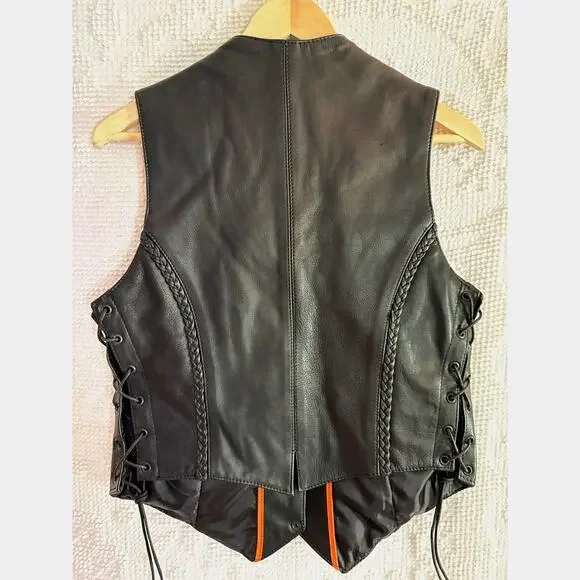 UNIK WOMEN'S MOTORCYCLE LEATHER VEST Side Laced Size Large Lined - Picture 3 of 7